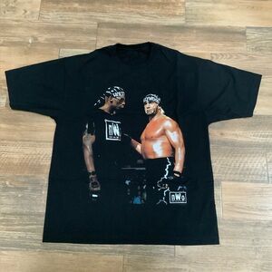NWO WCW Men XL Reprint Black T-Shirt Hollywood Hogan Dennis Rodman Wrestling Tee